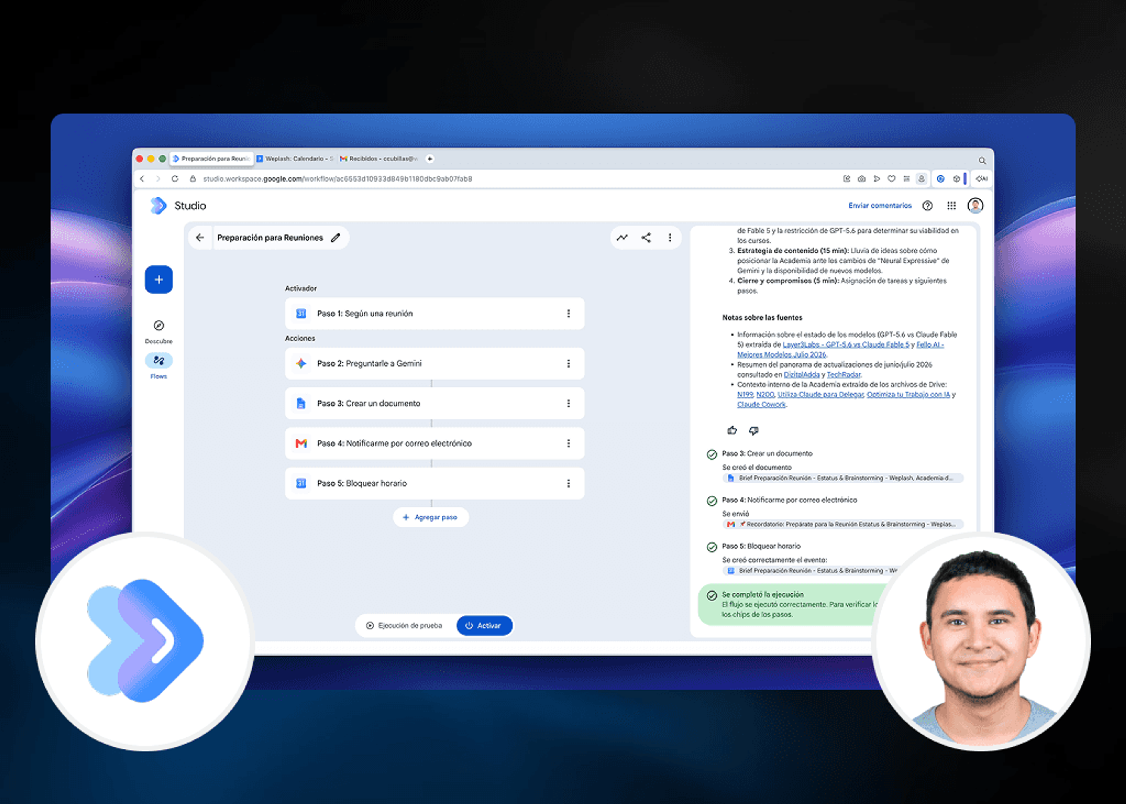 Ahorra Horas de Preparación para Reuniones con Google Workspace Studio