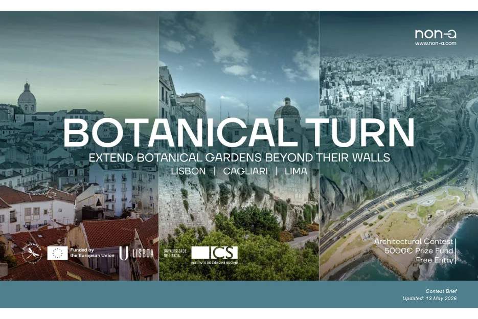 Botanical Turn flyer showing cityscapes of the three cities that architects and urban designers are asked to reimagine