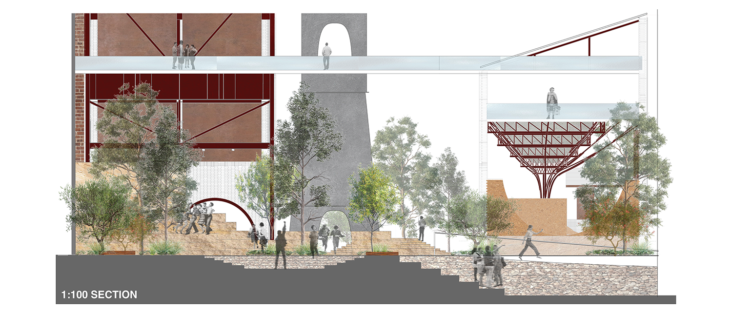 Cross-section image of a forecourt.