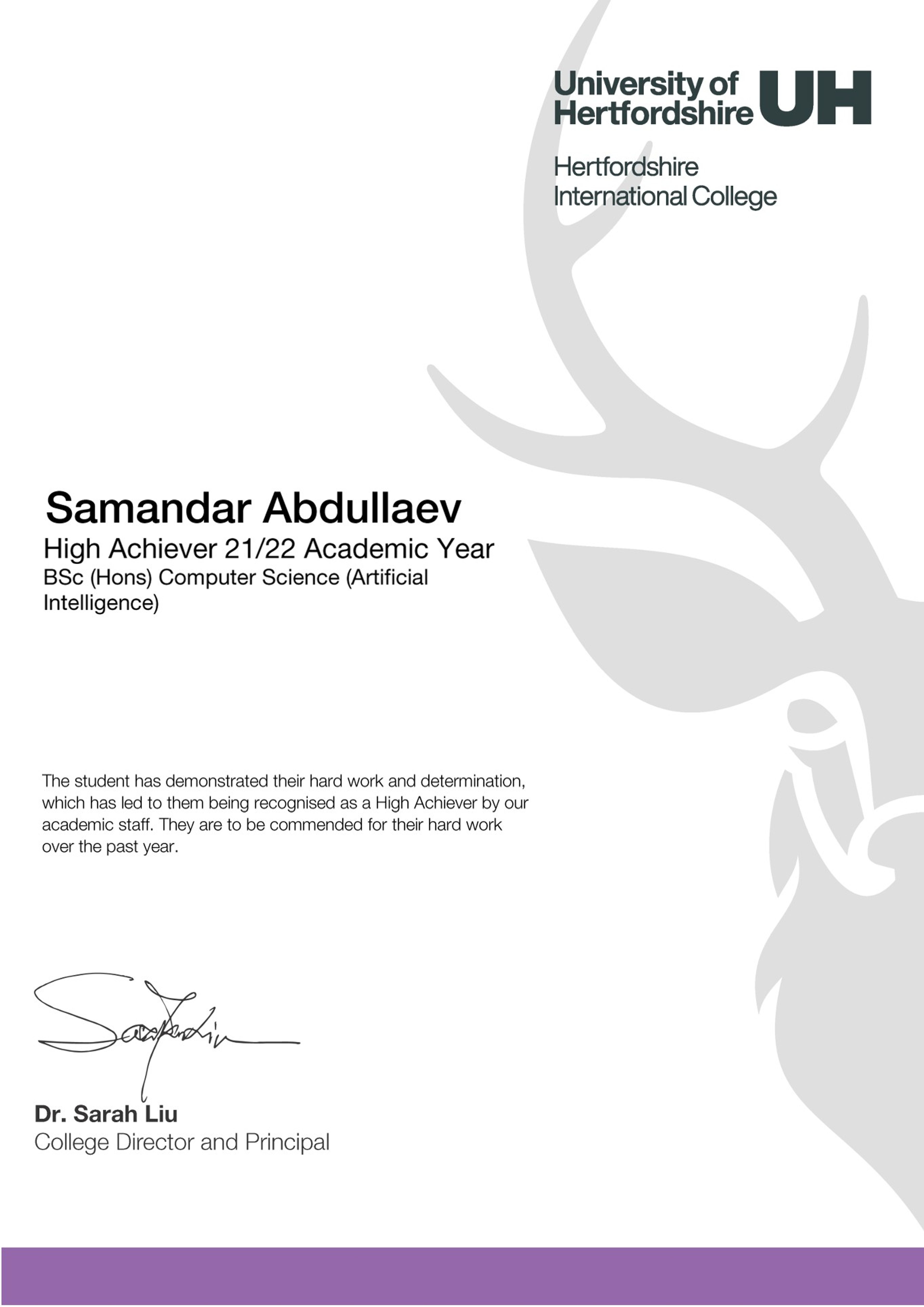 High Achiever 21/22 Academic Year