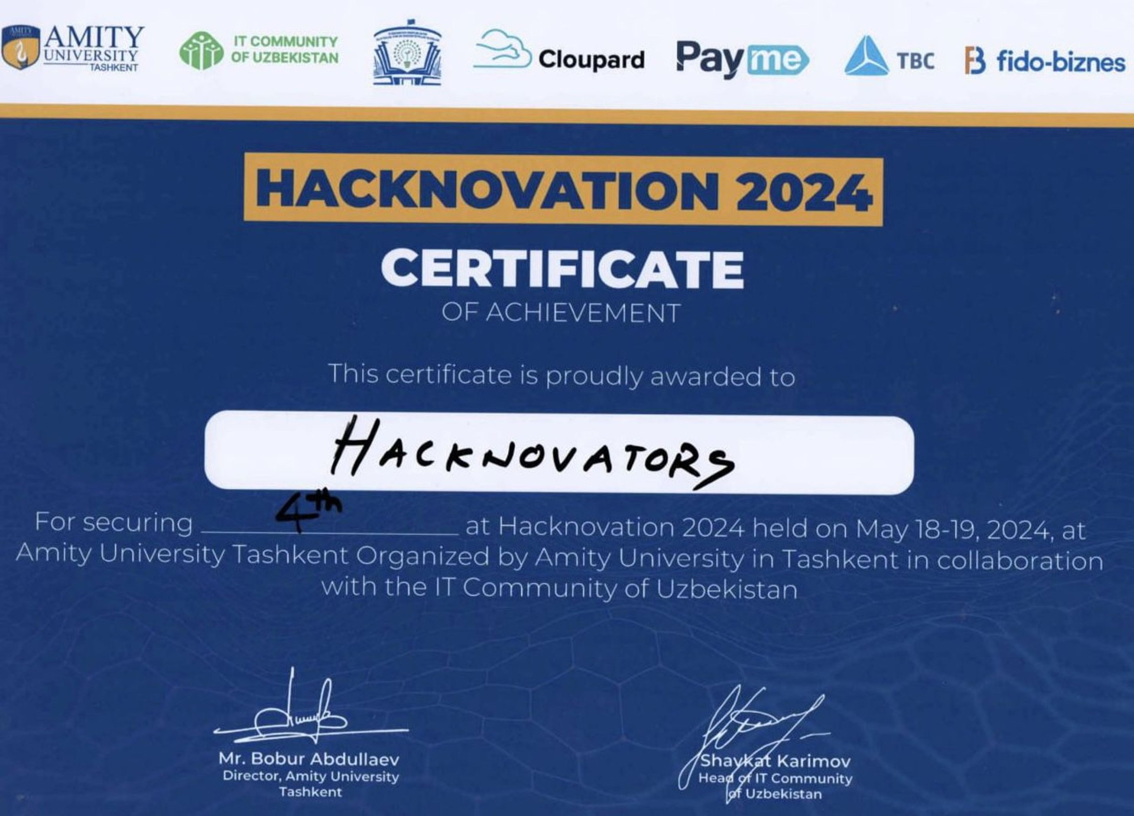 Hacknovation 2024 — 4th Place Finisher