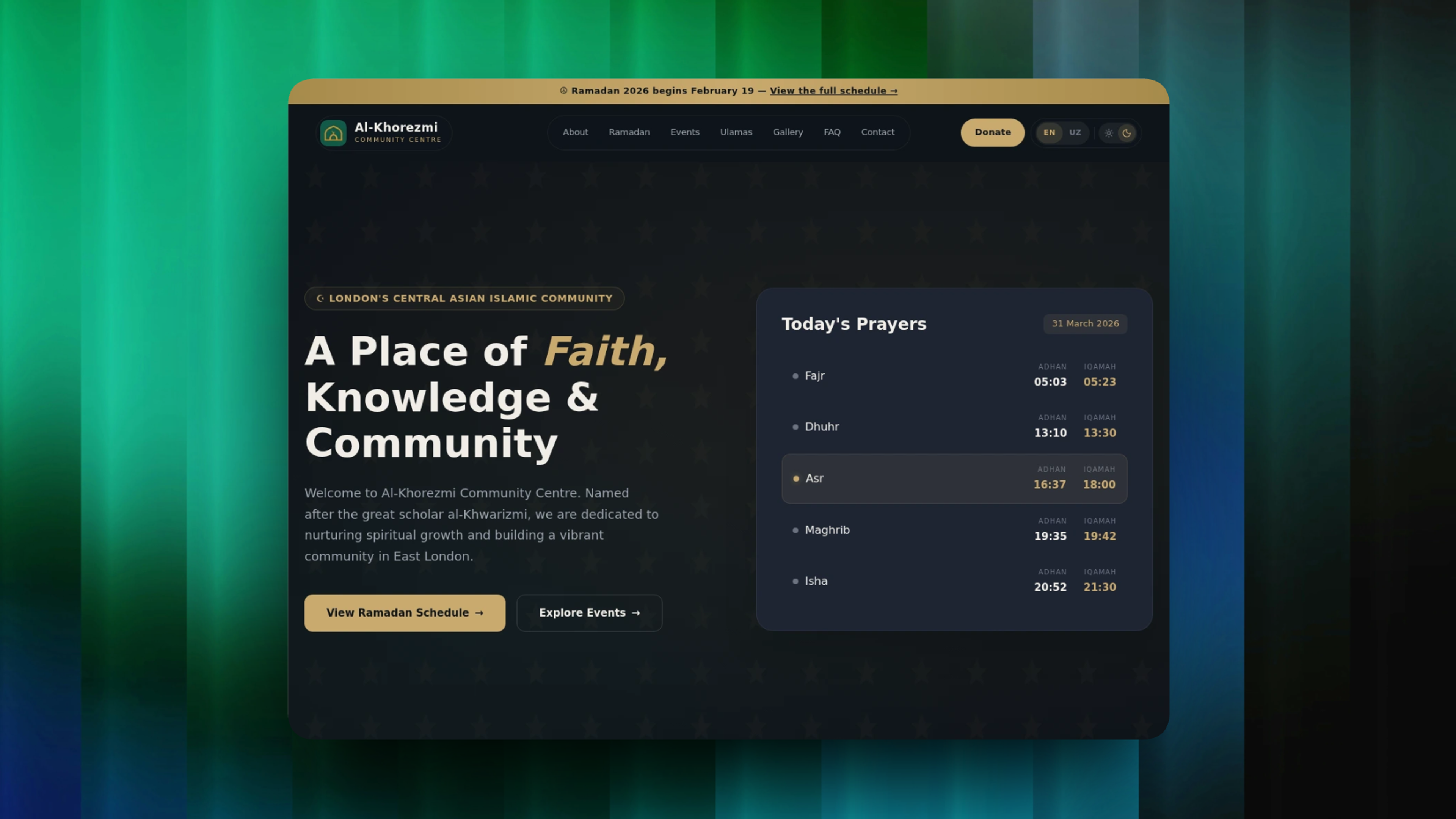 Al Khorezmi Community Centre Website