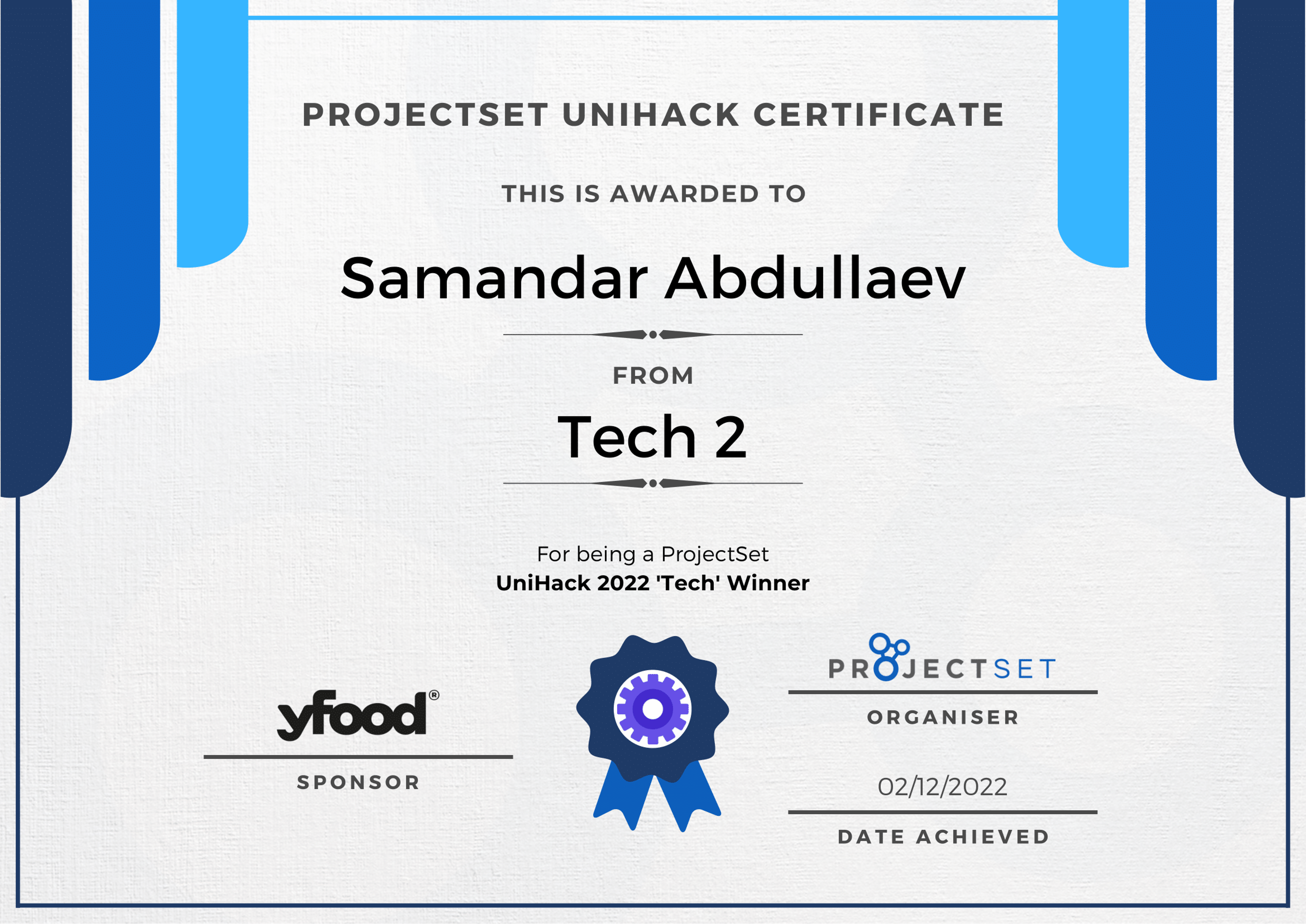 UniHack 2022 "Tech" Winner
