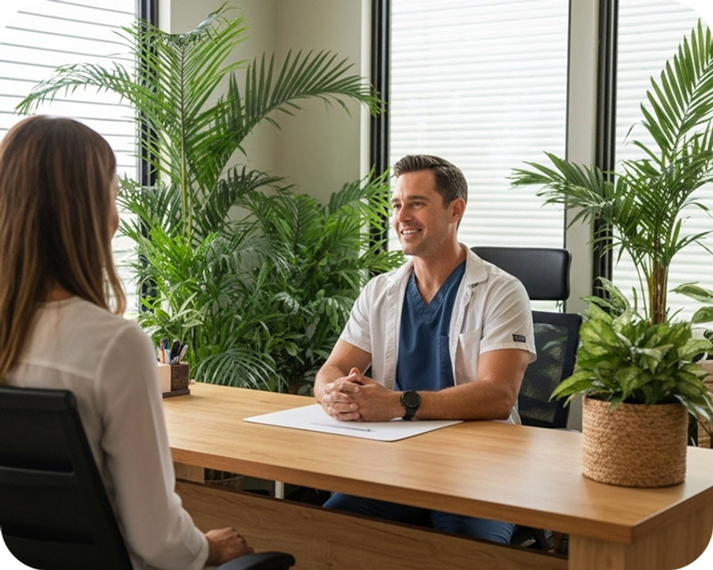 Wellness practitioner collaborating in a healing space