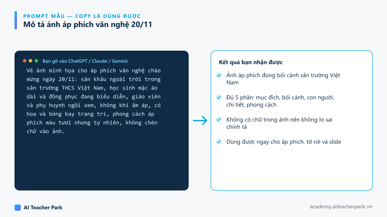 Prompt mẫu 5 phần nhờ ChatGPT vẽ ảnh áp phích văn nghệ chào mừng ngày 20/11 và các kết quả nhận được