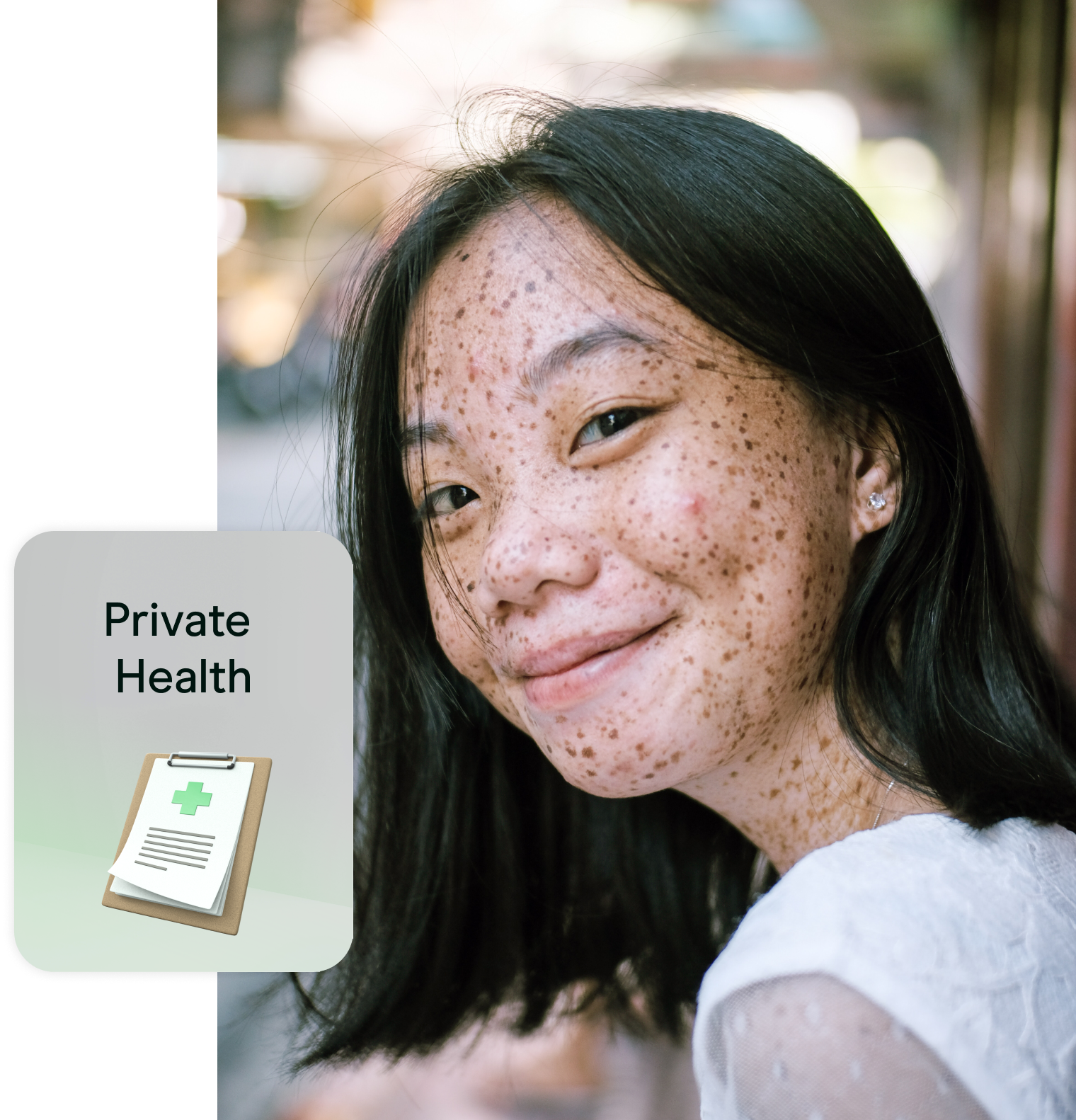 Private health woman and product card