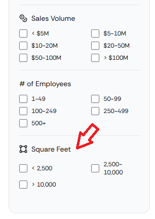 square feet filter