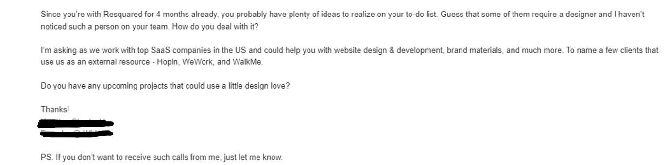 Example of Good Cold Email Prospecting