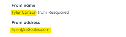 Example of 'from name' and 'from address'