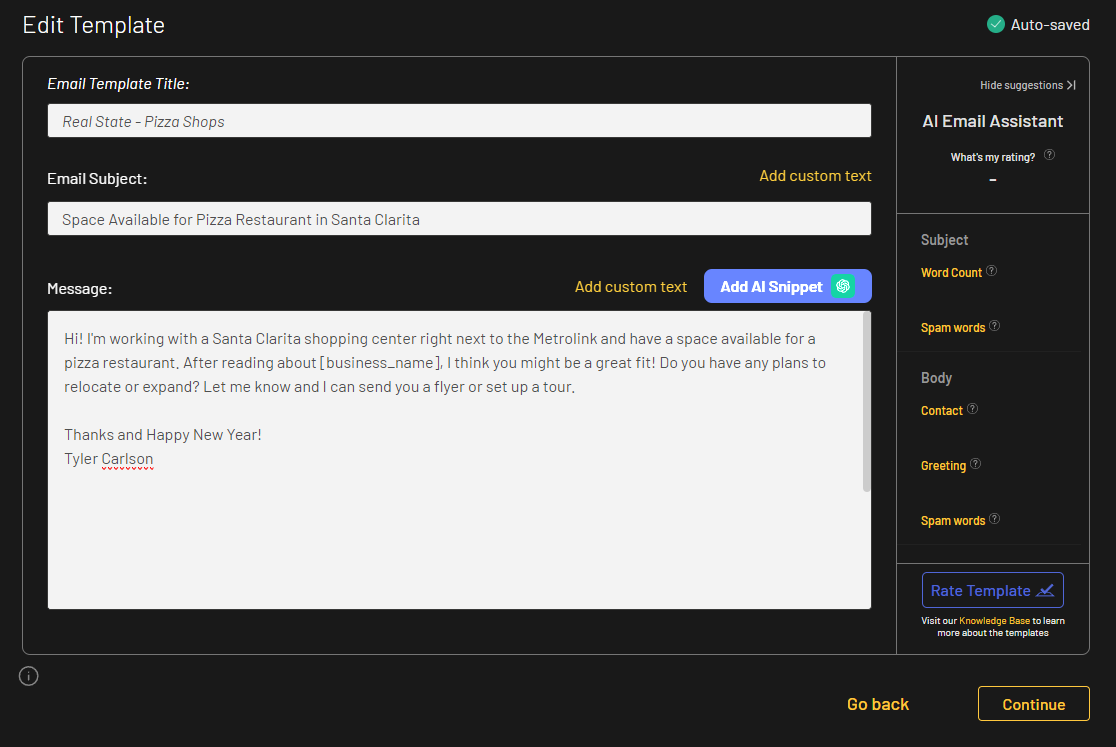 Template ready-to-use cold email