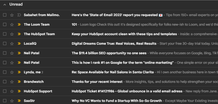 Example of inbox full