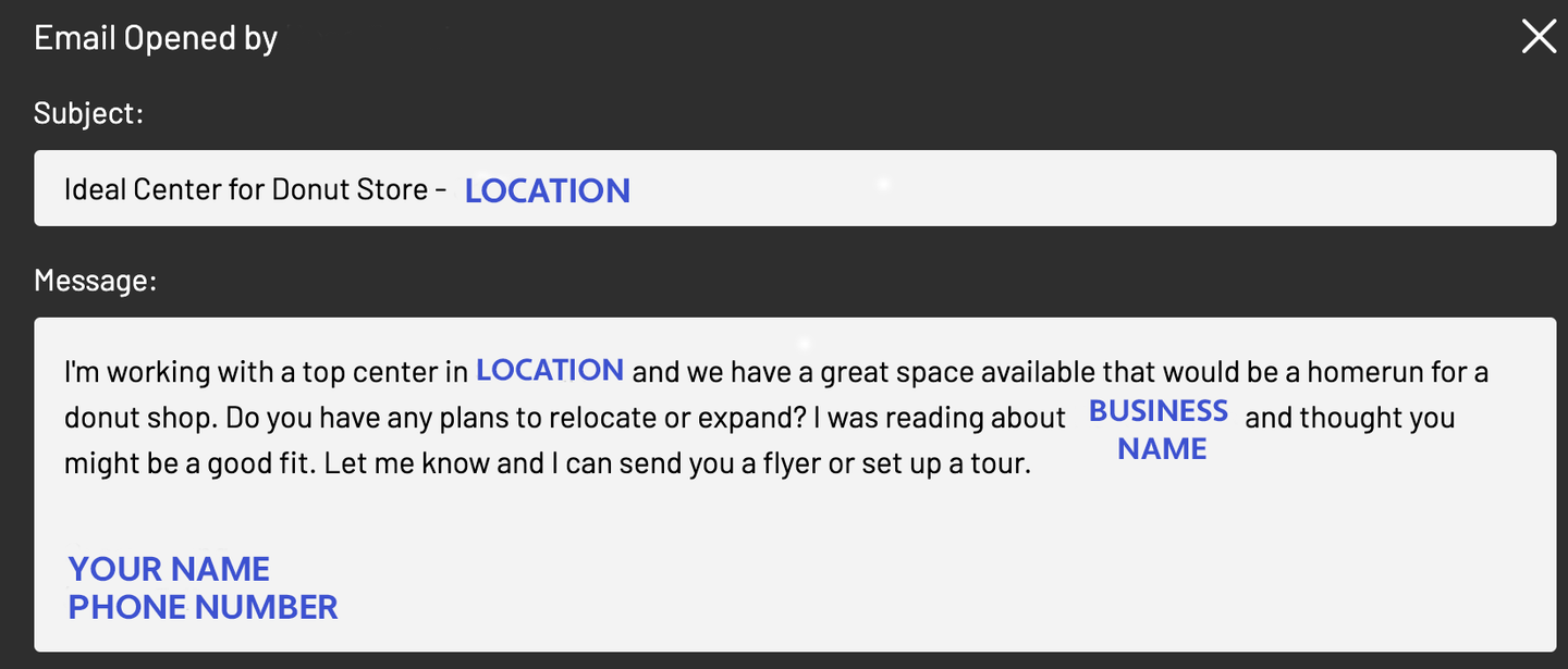 Open Rate Blog Client Email Example