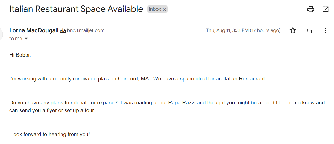 Commercial Real Estate Prospecting Email Template