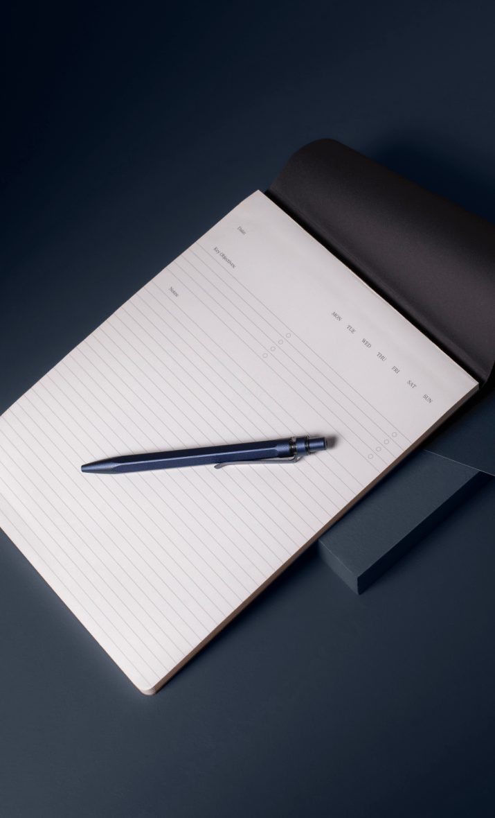 Hexagonal body and matte grip for cramp-free extended writing, with a steel clip that keeps it exactly where you need it.