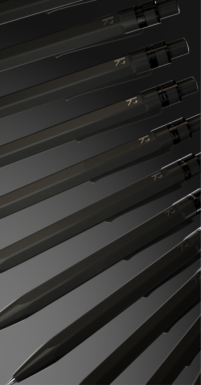 Swiss-engineered with a 60% calcium carbonate body – 50% heavier than standard plastic pens, with the balance and precision to match.