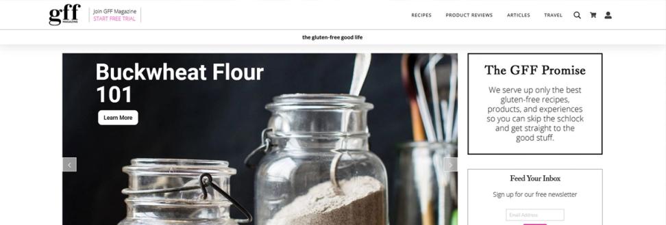 GFF Magazine Gluten Free Recipe Website Design