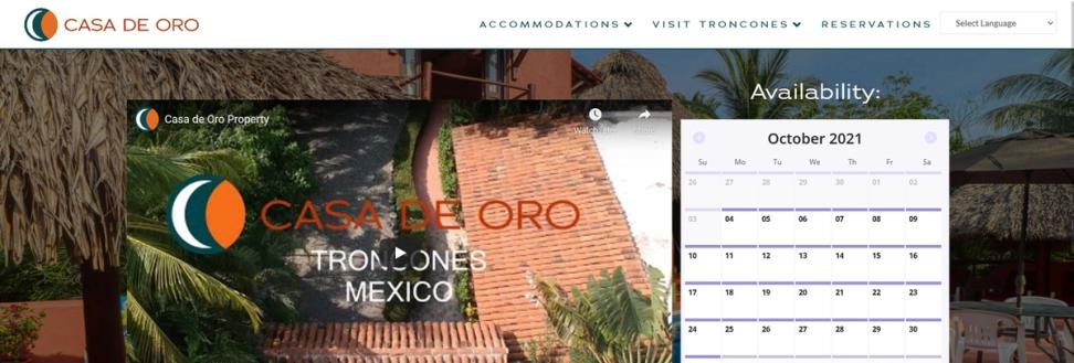 Casa de Oro Vacation Rental Website Design