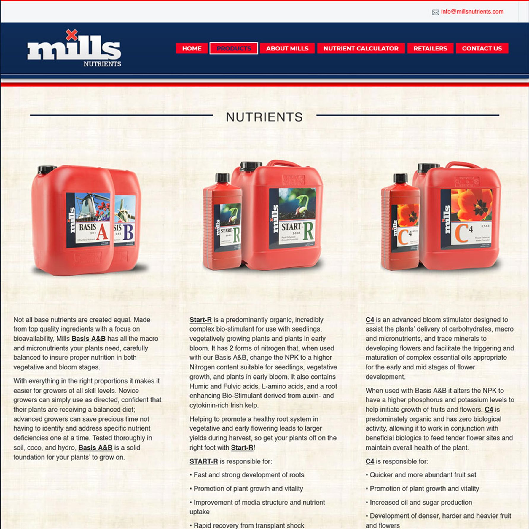 Mills Nutrients Product Page