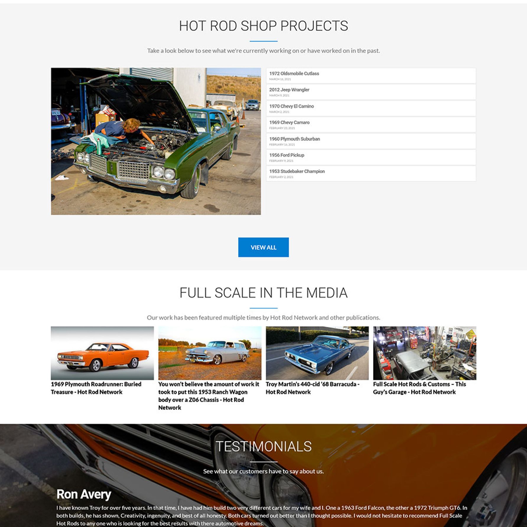 Full Scale Hot Rods Homepage 2