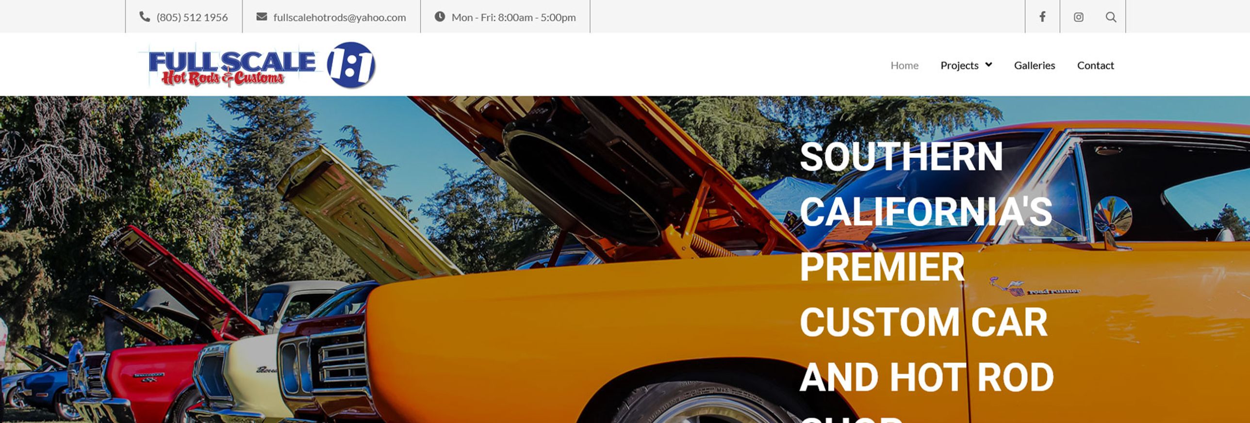 Full Scale Hot Rods Auto Shop Website Design