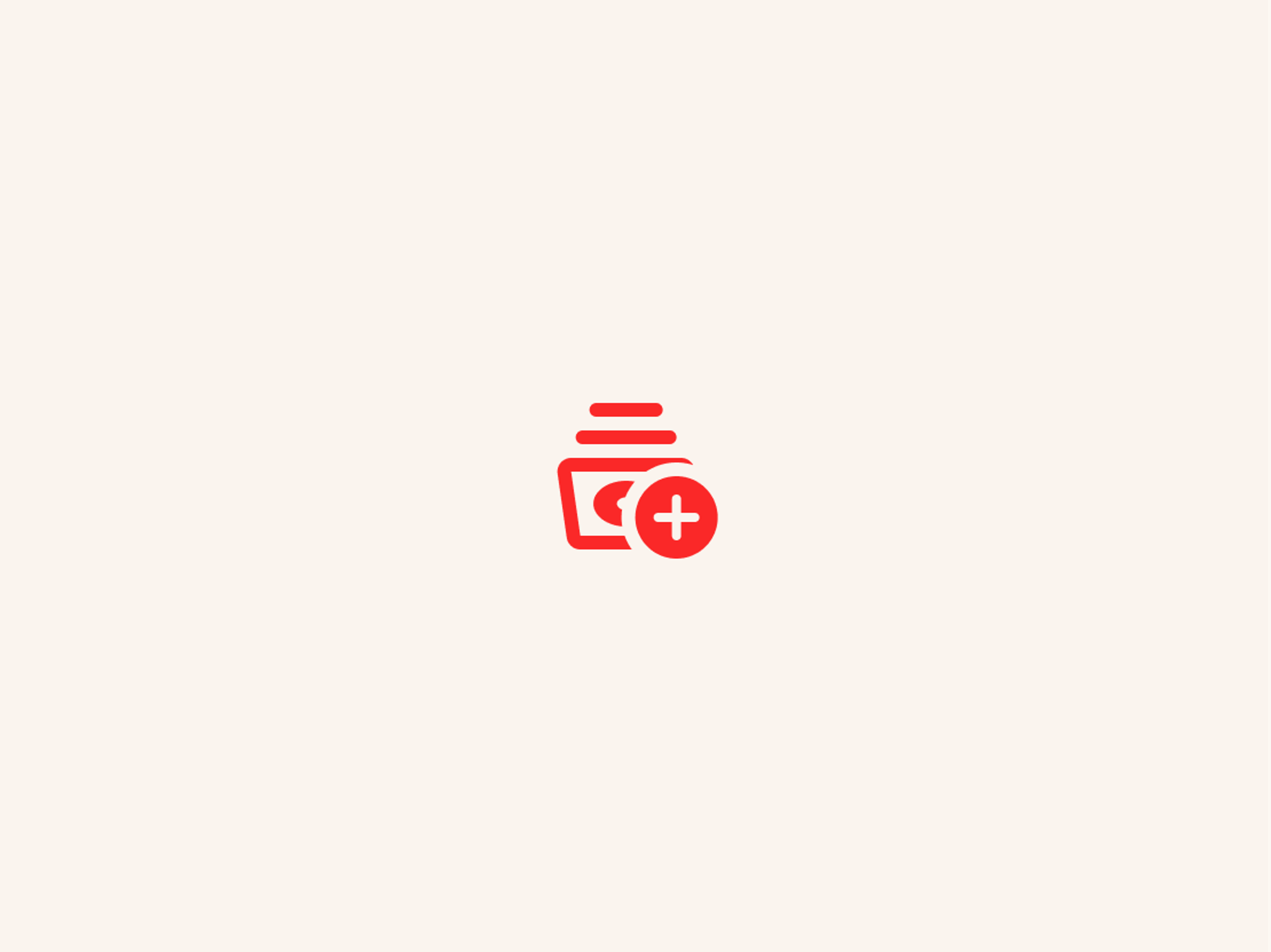A red icon of a stack of folders with a plus sign on a light beige background, suggesting the addition of a new folder or file.