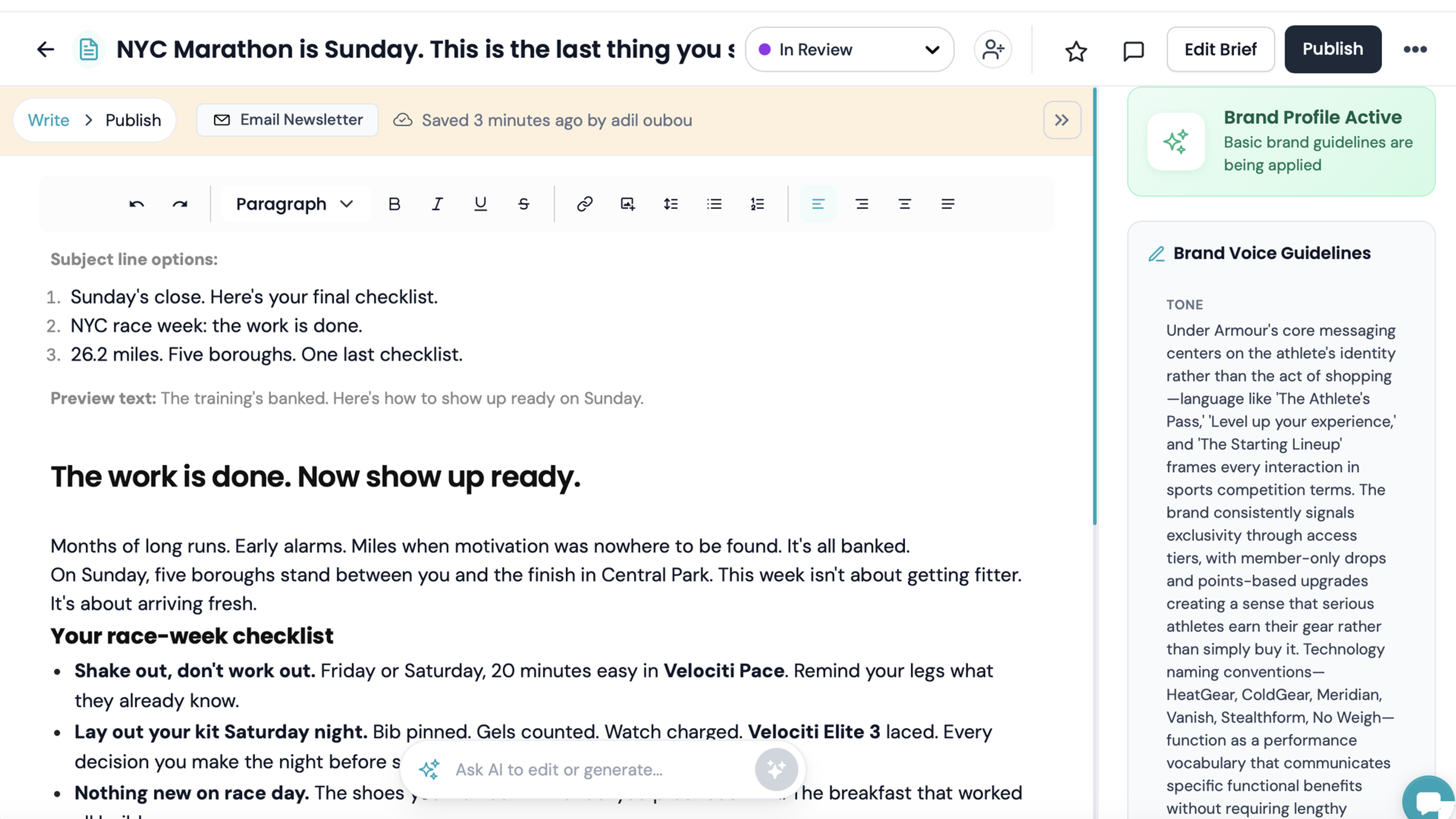 Vocable AI smart editor with AI rewrite actions