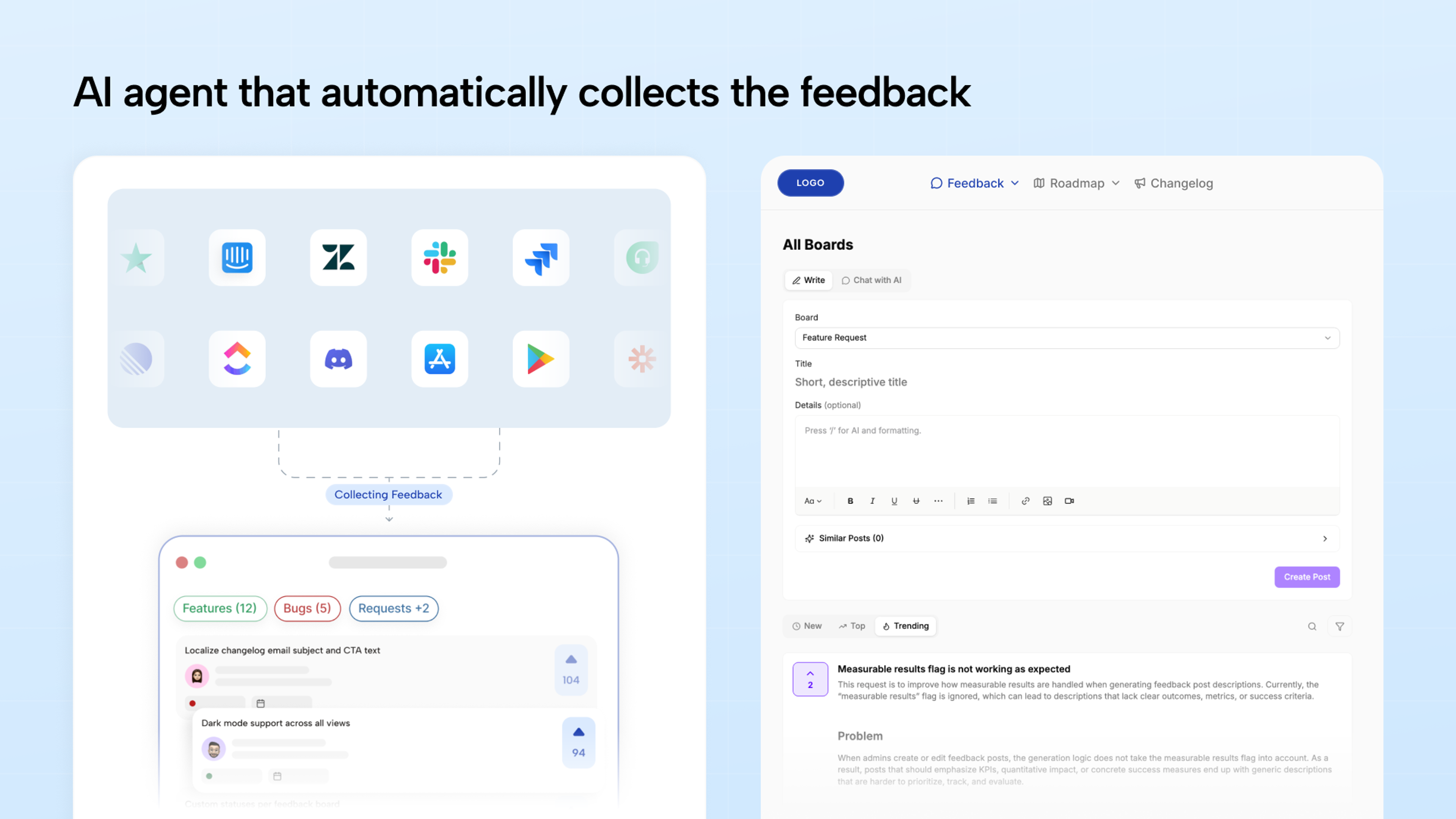 ProductBridge automatic feedback collection from connected sources