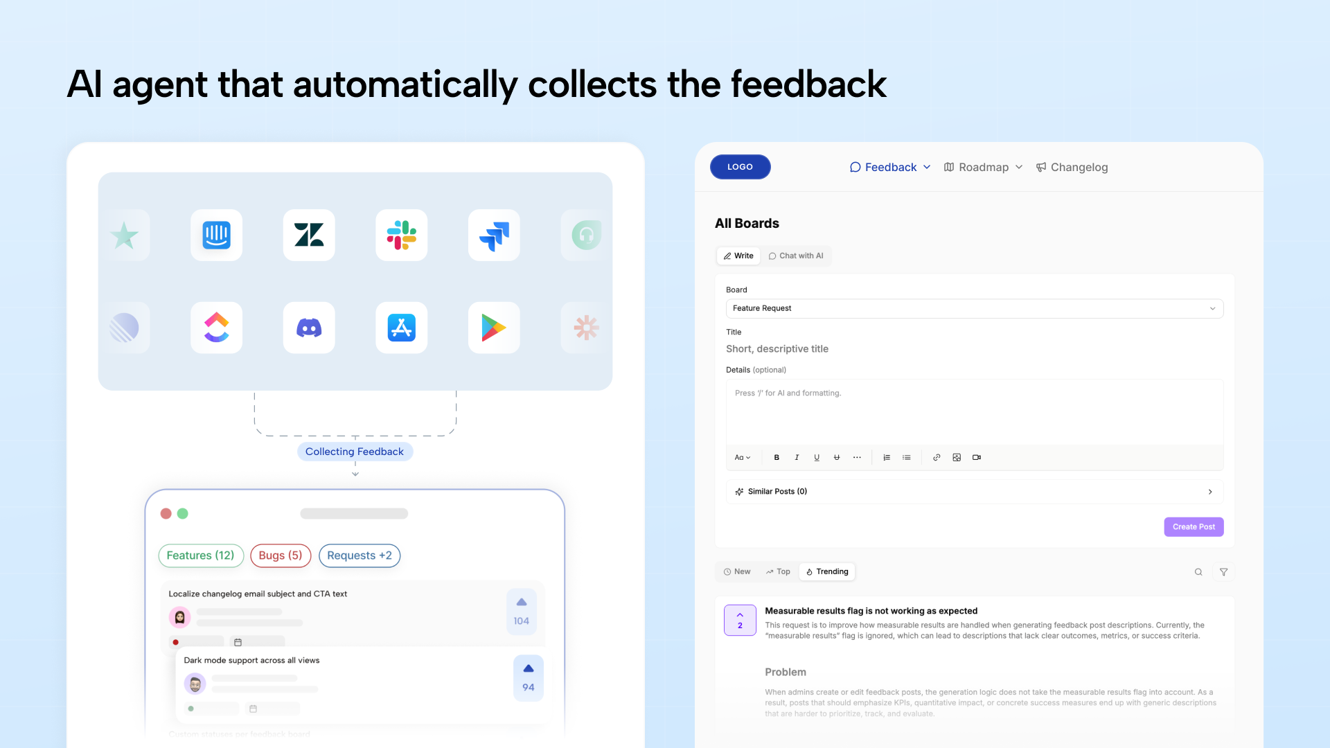 ProductBridge automatic feedback collection from connected sources