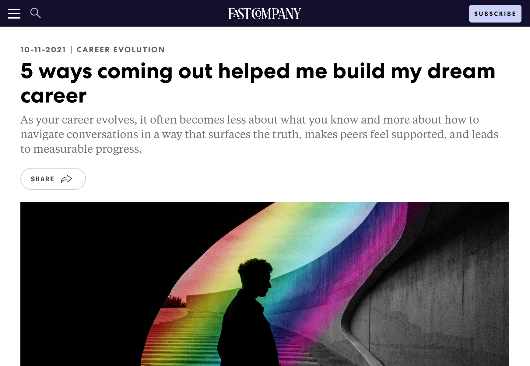 Fast Company: 5 ways coming out helped me build my dream career