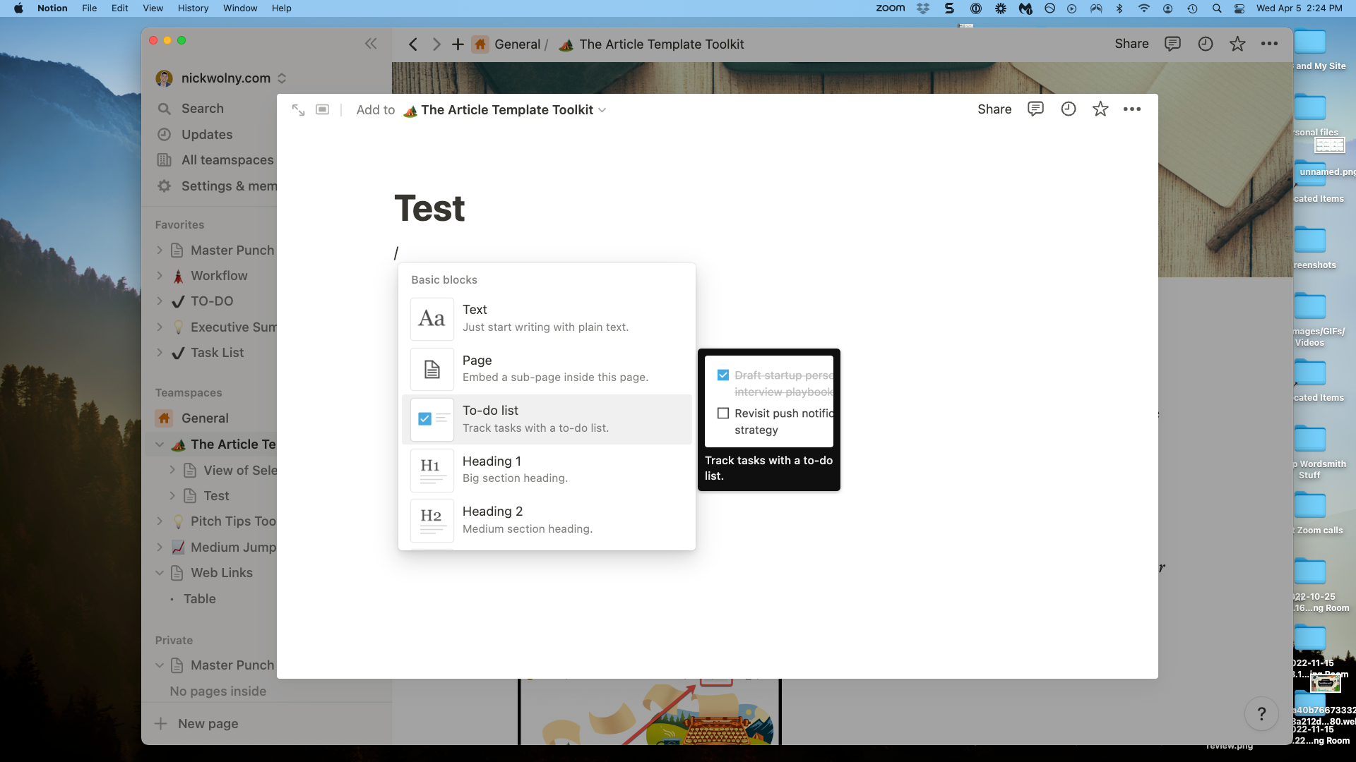 screenshot of the notion app on a mac desktop