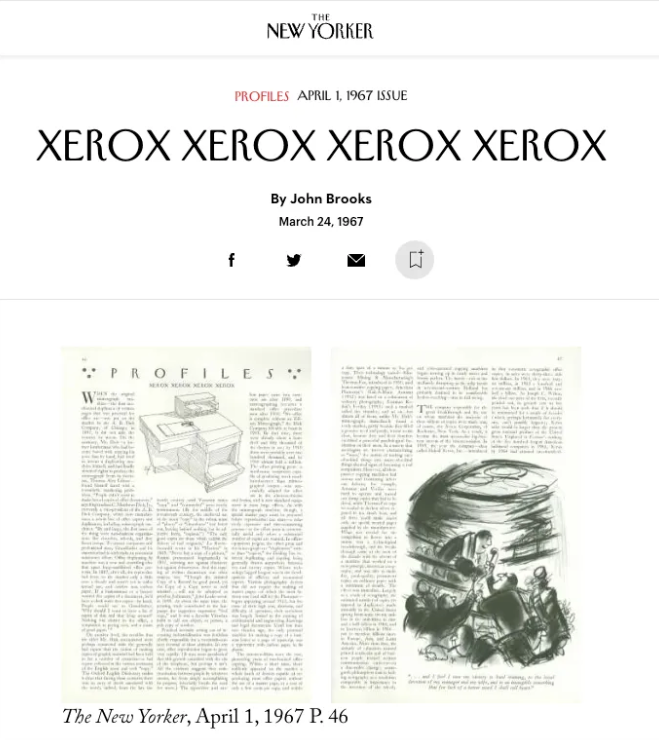 screenshot of the new yorker xerox story