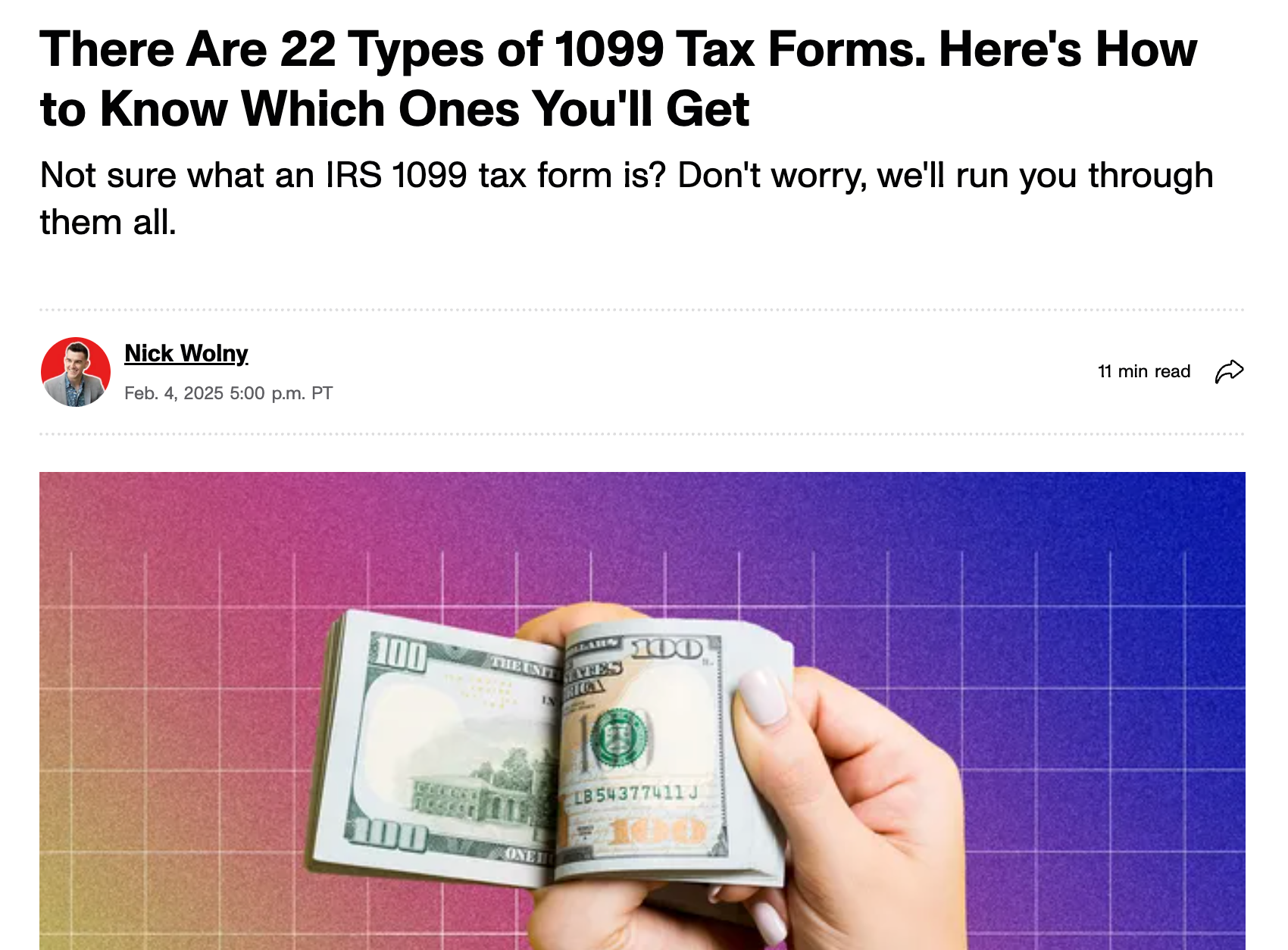 CNET: All 22 types of 1099 tax forms, explained