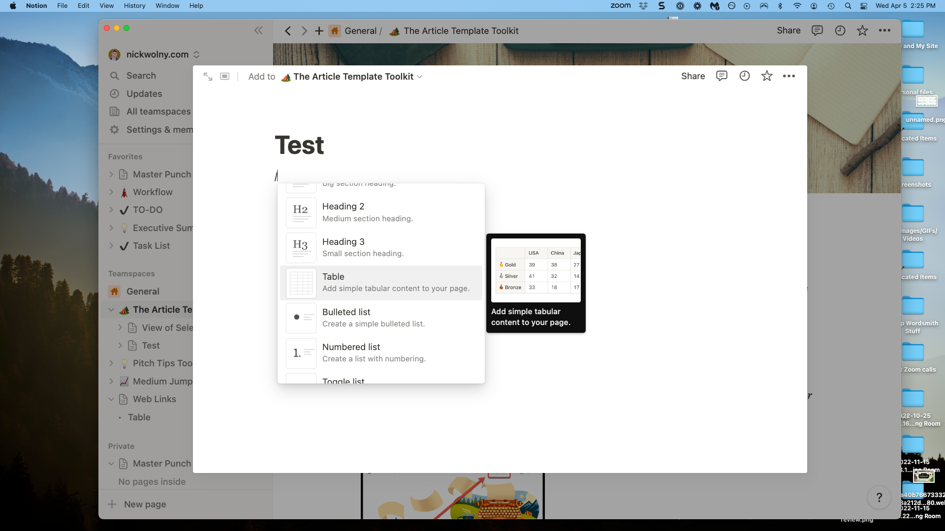 screenshot of the notion app on a mac desktop
