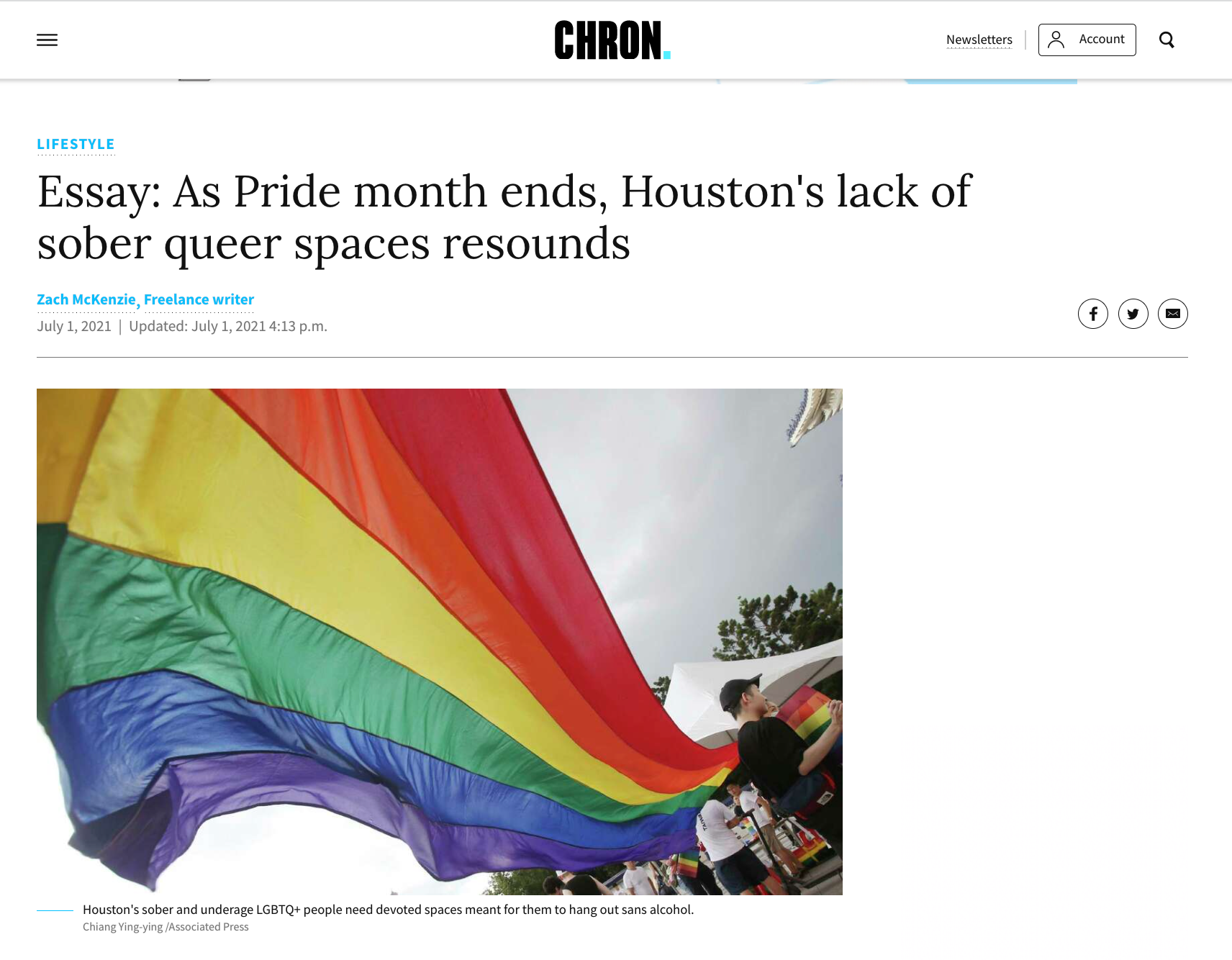 screenshot of the title of a houston chronicle article