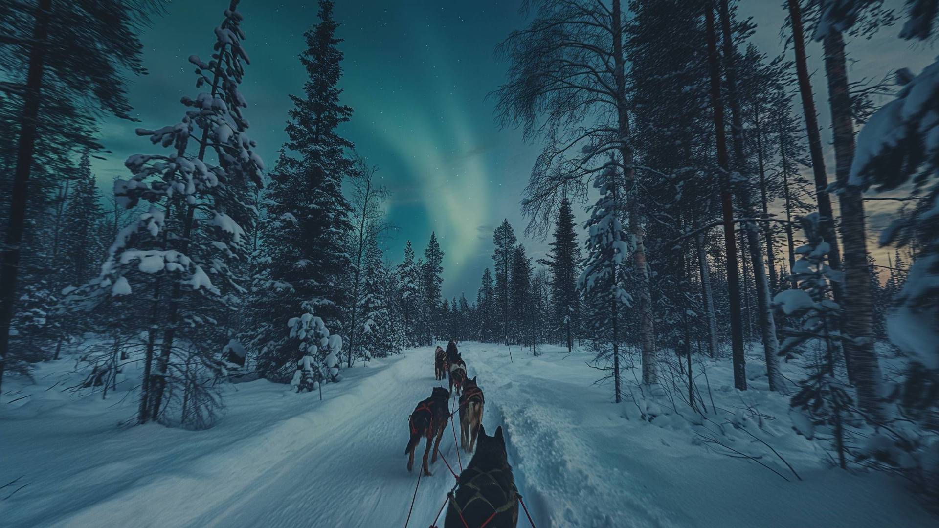 Dog Sledding under the Northern Light – 3