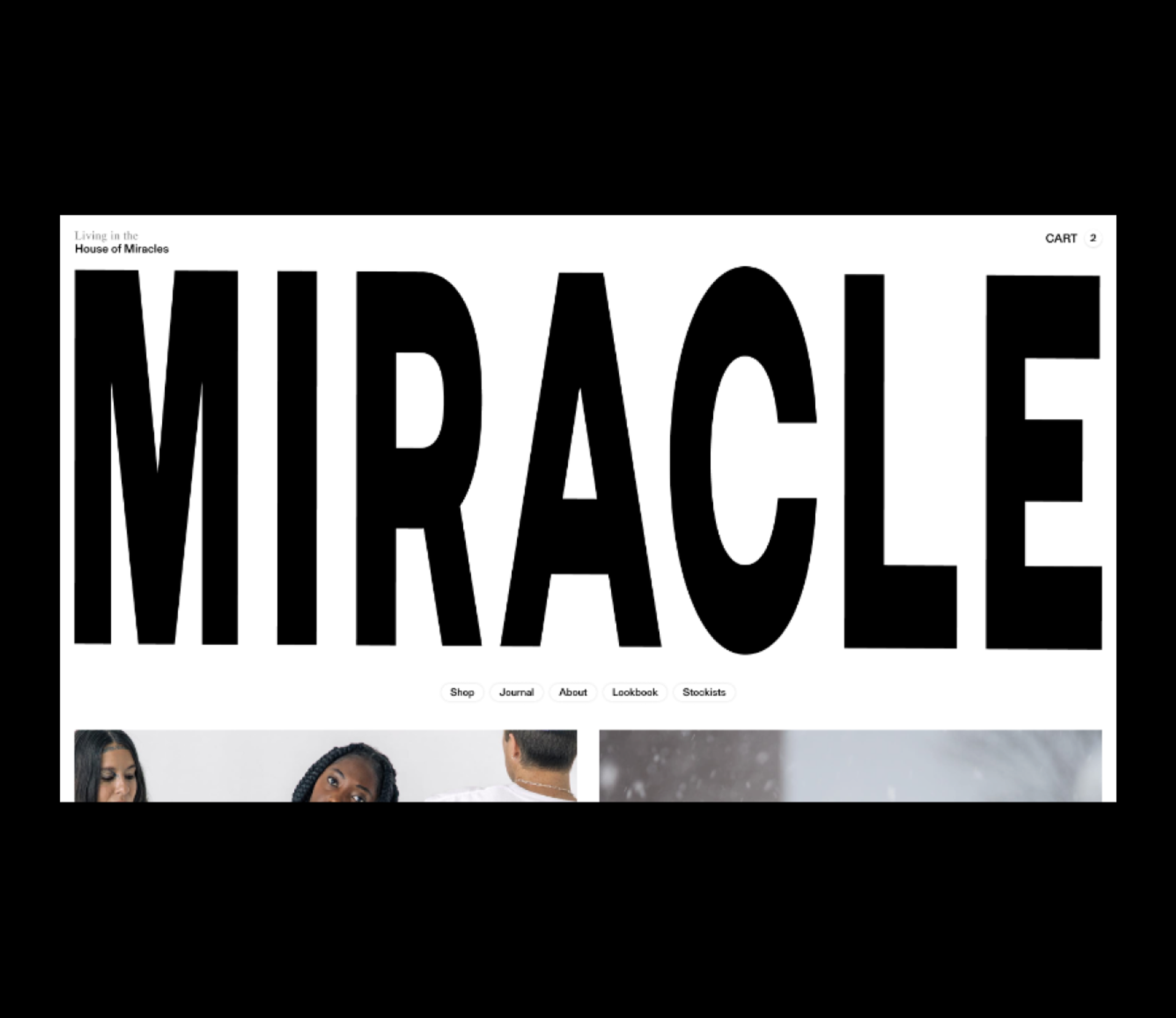 miracle seltzer homepage with the word "miracle" stretched vertically