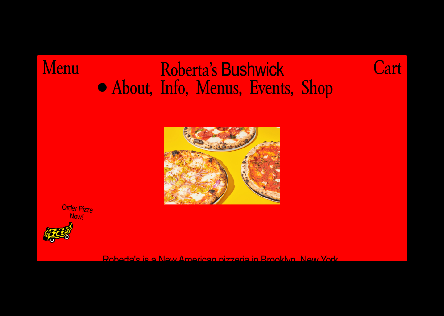 screencap of roberta's pizza website on the bushwick page