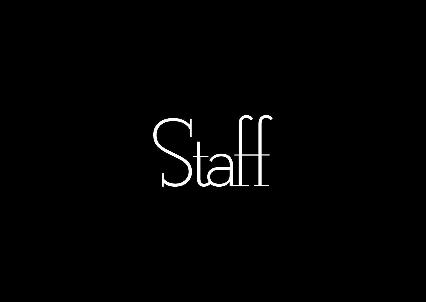staff text logomark set against plain black background