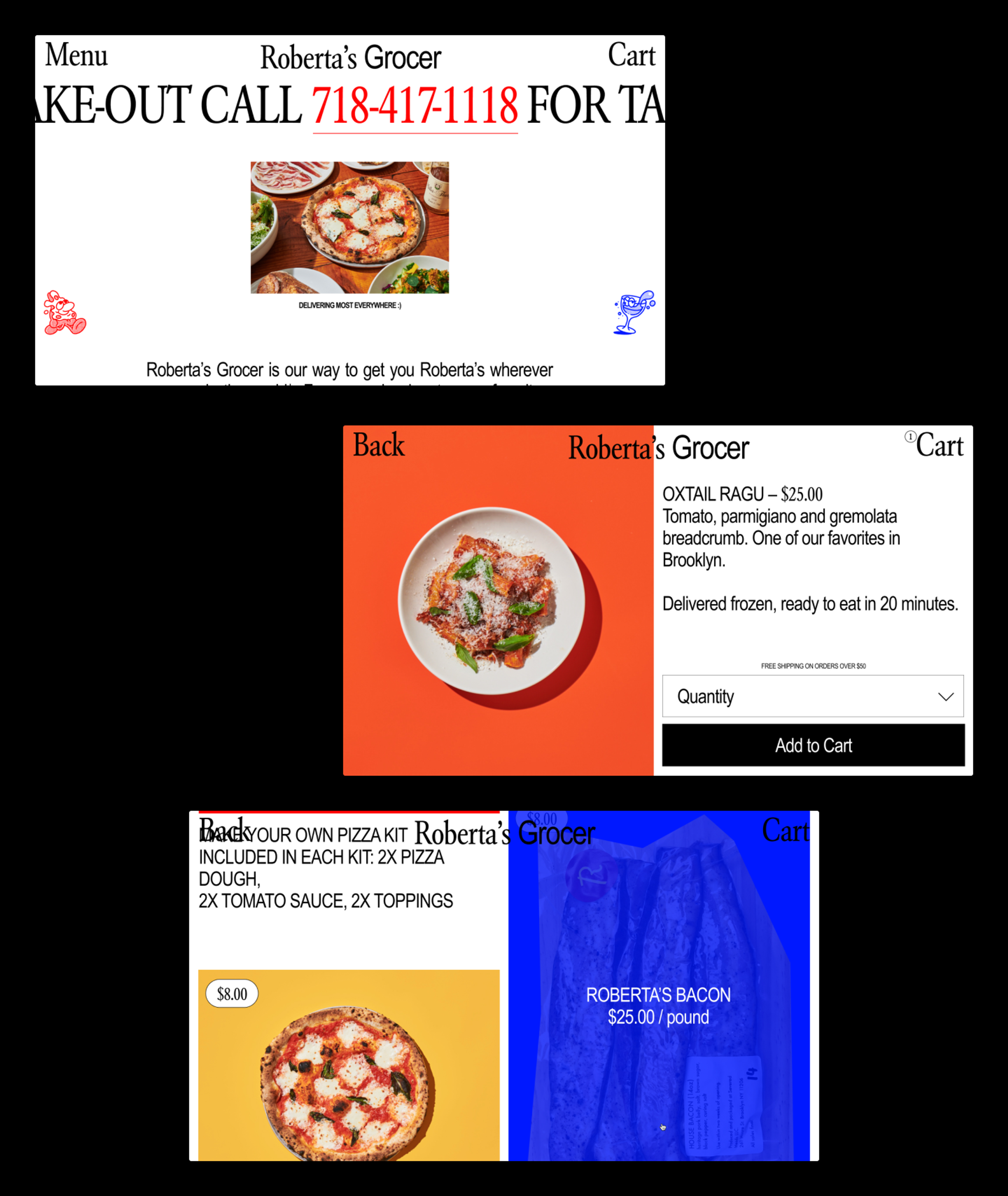 group of roberta's grocer website screencaps