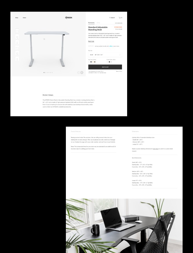 updesk product detail page designs
