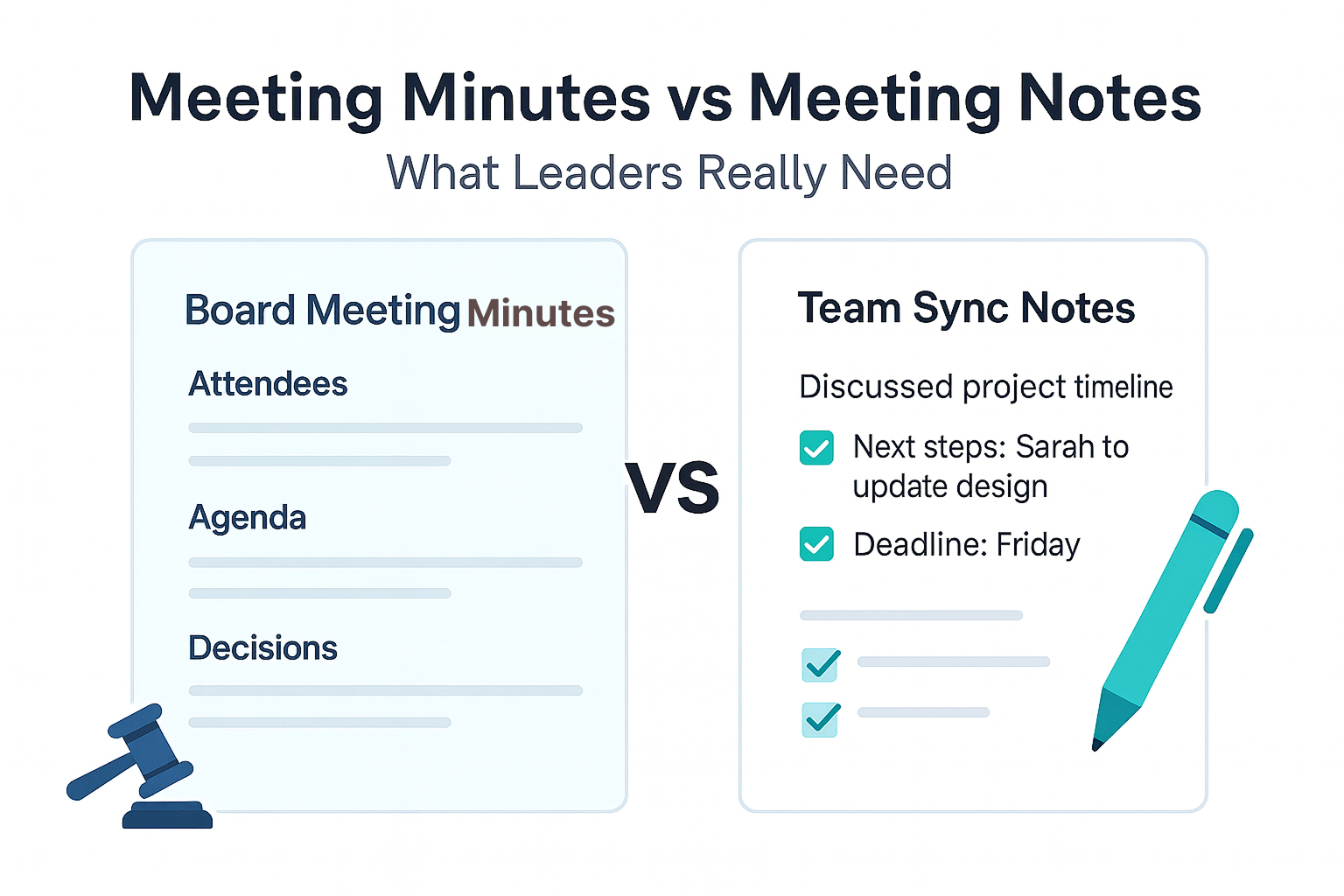 Meeting Minutes vs Meeting Notes: What Leaders Really Need