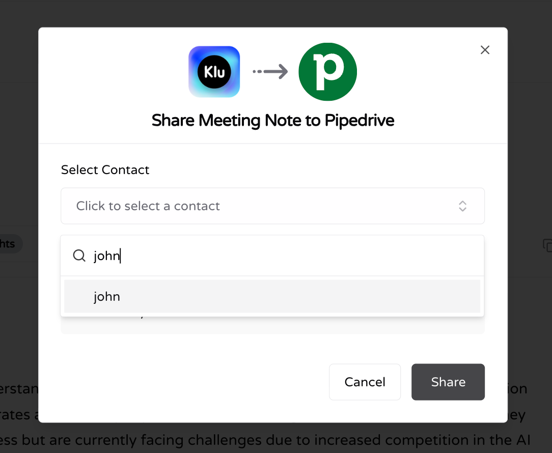 Select which contact screen