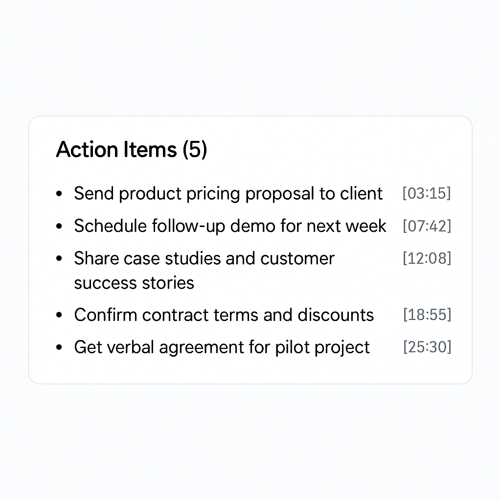 Klu highlights action items automatically from meeting notes.