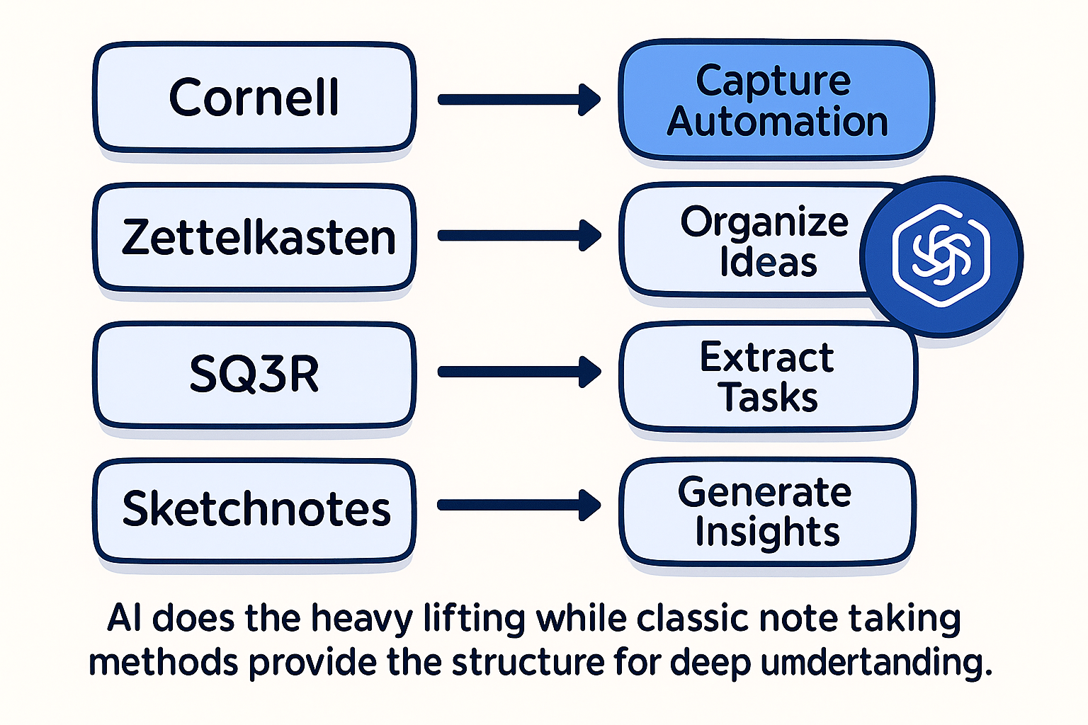 Visual comparison of traditional note taking methods and AI enhancements.