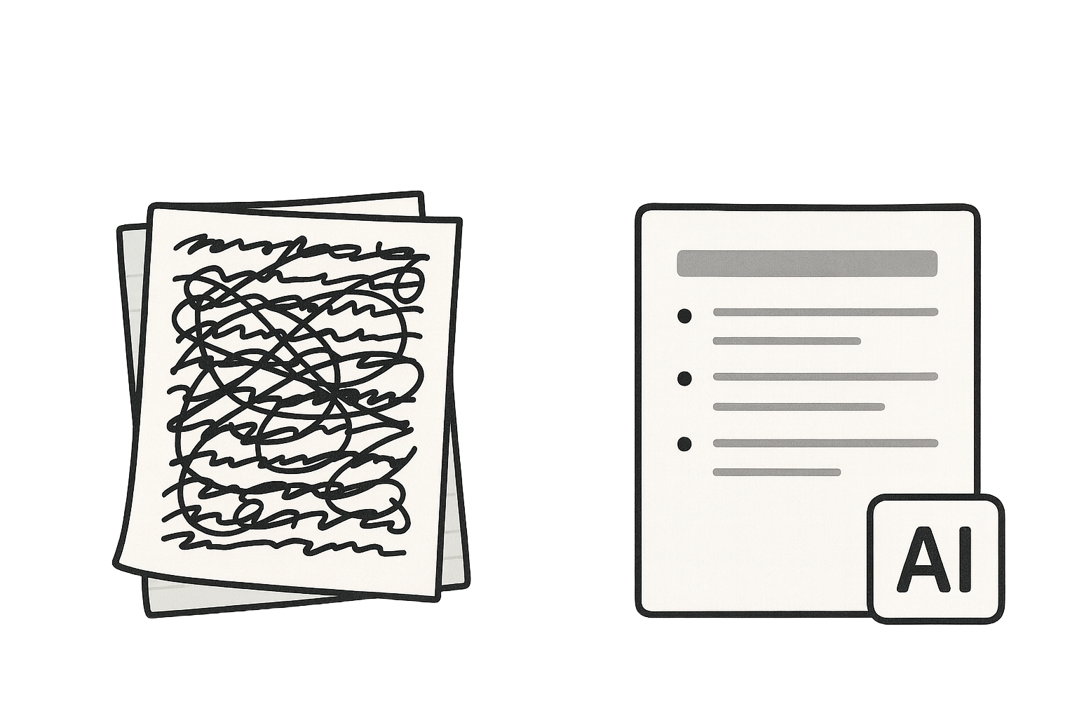 Comparison of manual meeting notes and automated AI meeting notes