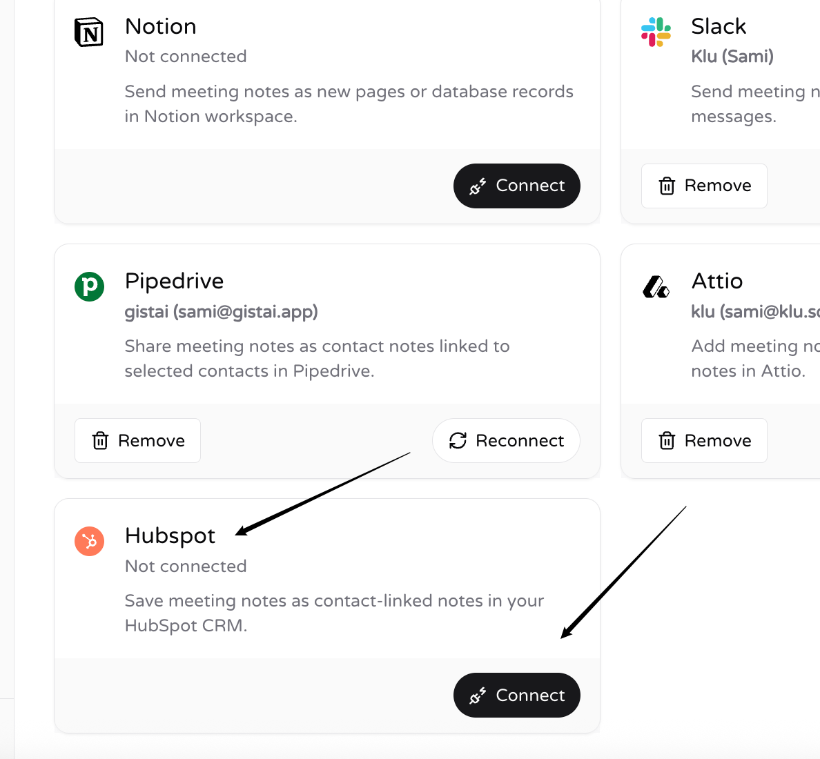 Klu HubSpot integration setup screen.