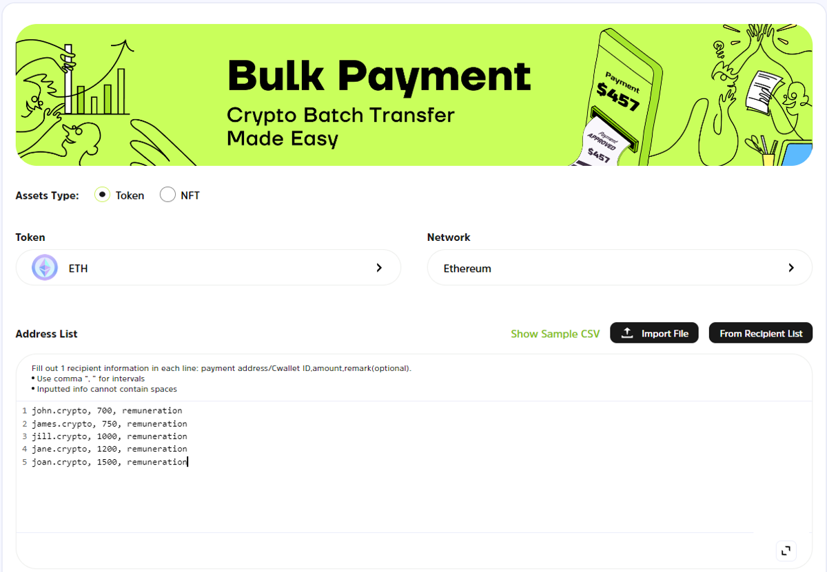 Cwallet Bulk Payment Tool