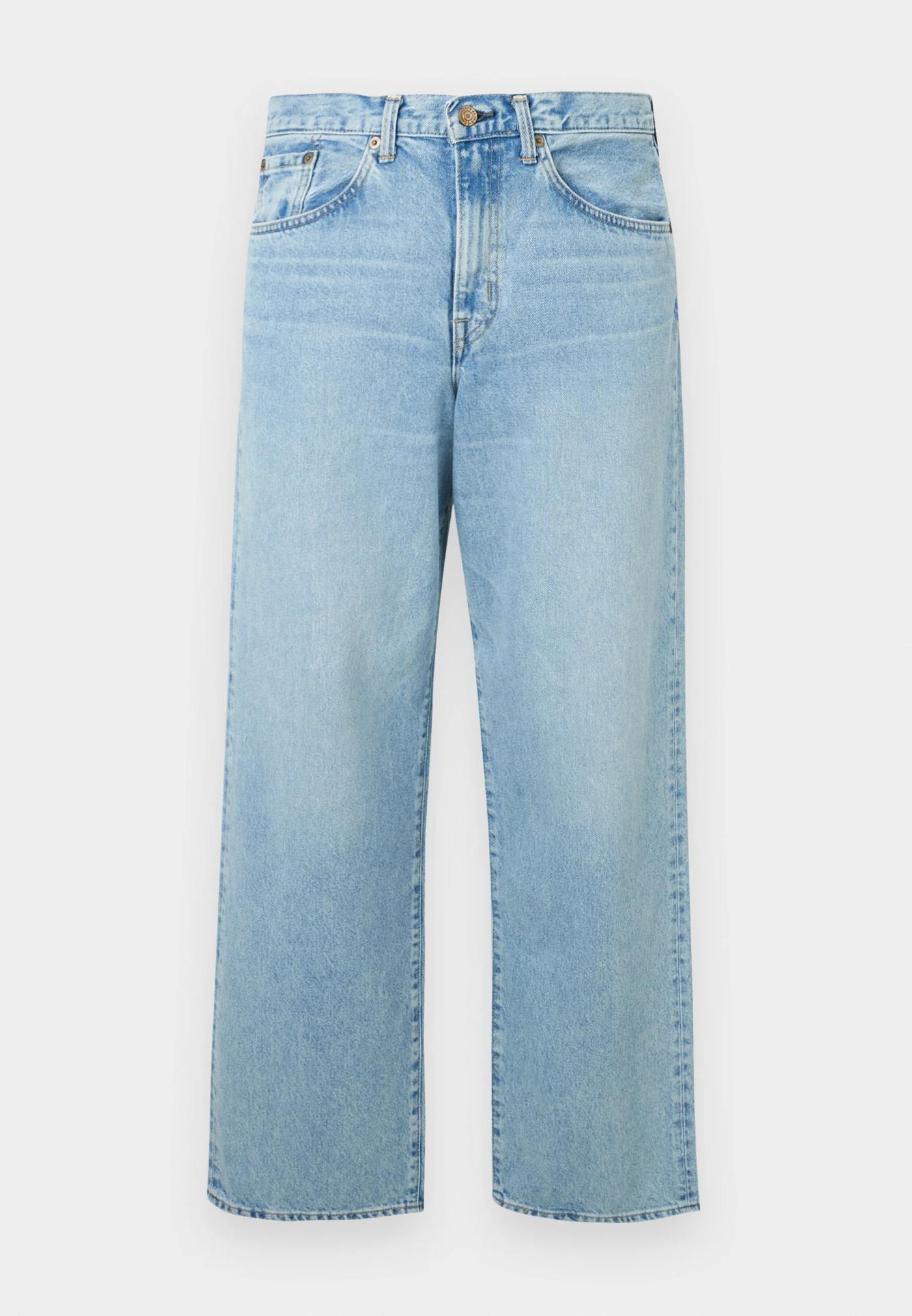 Light blue wide-leg denim jeans.