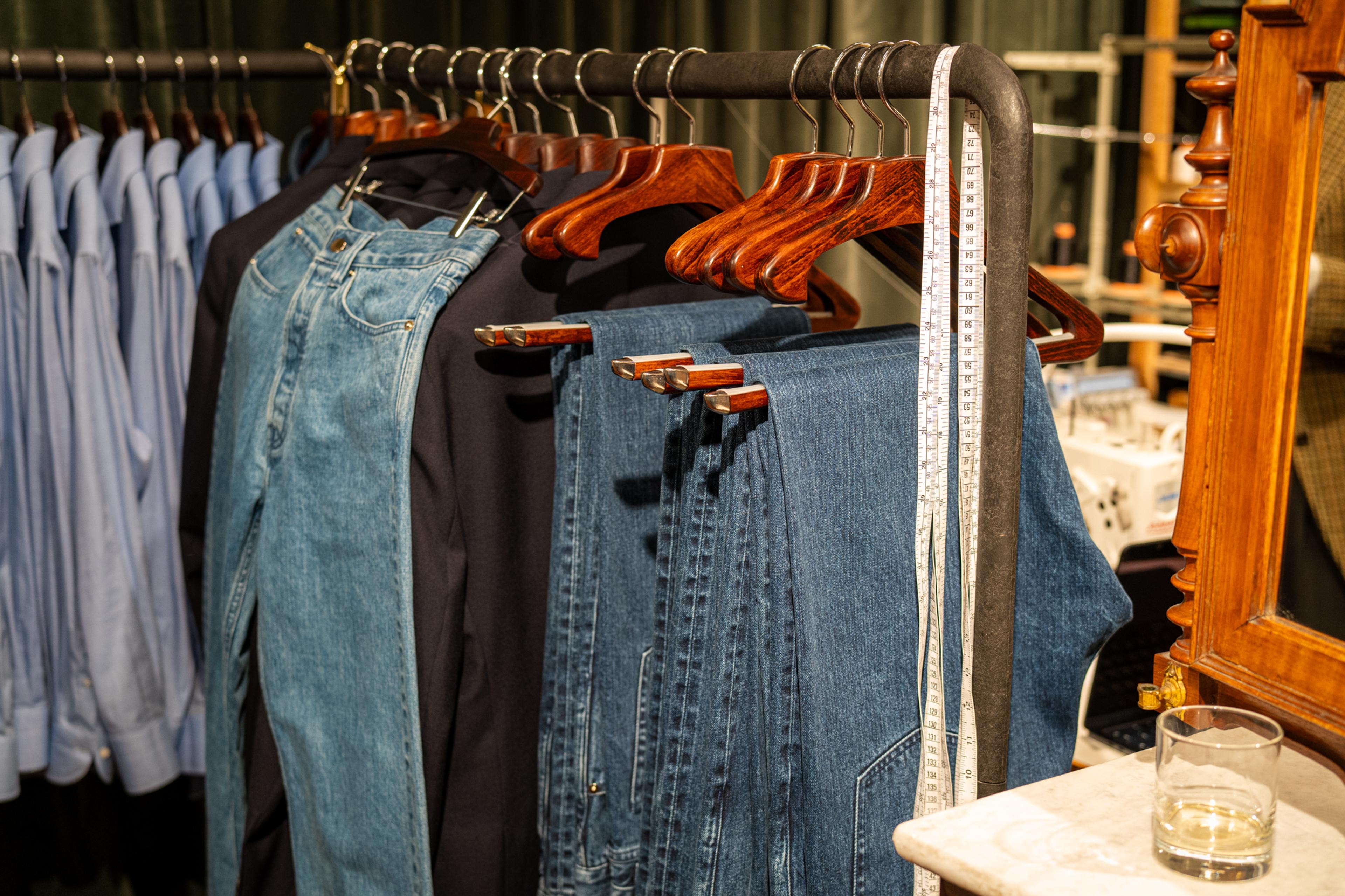 Jeans on a rack