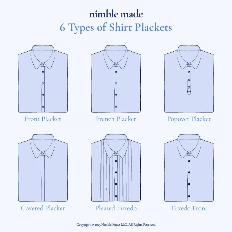 Various shirt plackets